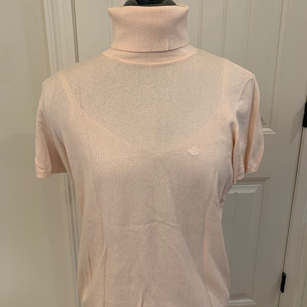Vintage Ralph Lauren Soft Pink Silk Blend Turtleneck Sweater
